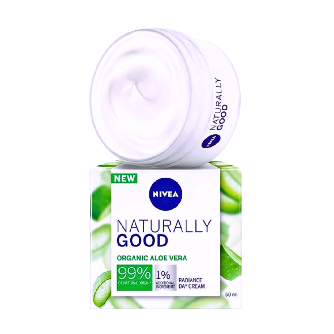 NIVEA NATURALLY GOOD Cream Day Care Radiance Aloe Vera 50ml 1.69 Fl Oz