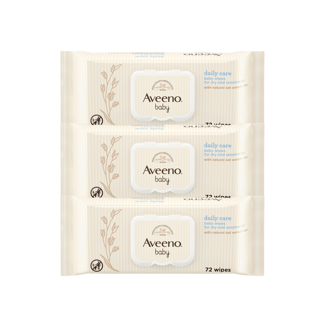 AVEENO Baby Daily Care Wipes - Cleanse Gently and Efficiently - Baby Wipes - Baby Essentials - 72 Wipes